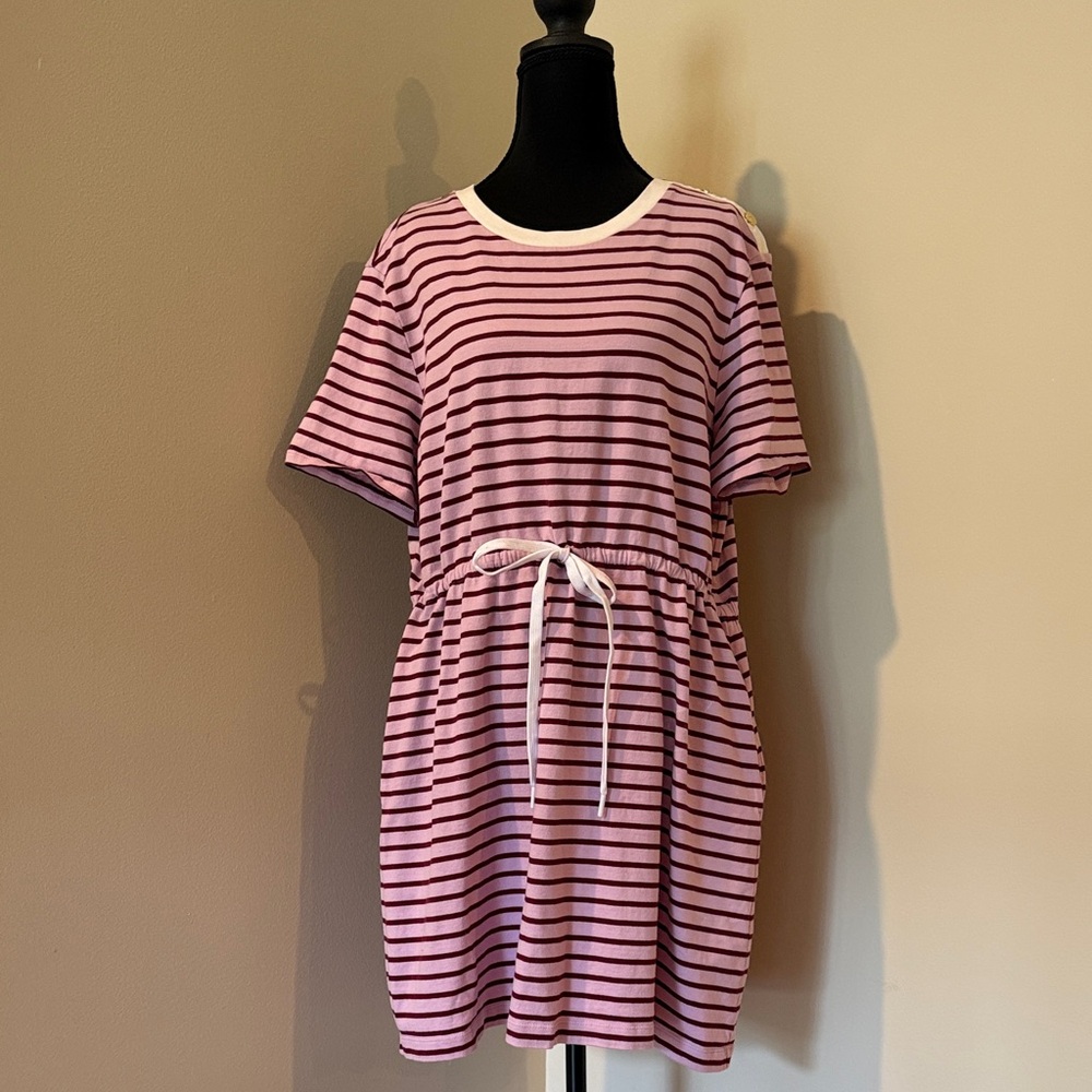 Draper James Striped Mini Dress in Pink and Black